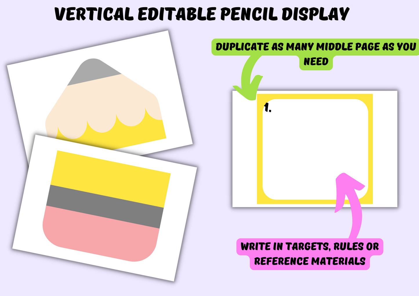 Canva Template Vertical Pencil Display | Editable Class Decor for Teachers | Printable Template Edit and Print at Home | Download and Print