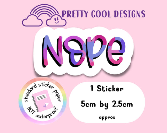 Nope Purple Motivational Word Typography Sticker (NOT WATERPROOF)