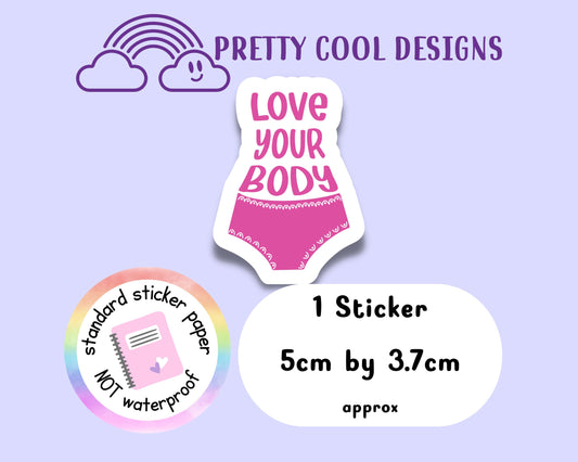 Love Your Body Positive Motivational Word Typography Sticker (NOT WATERPROOF)