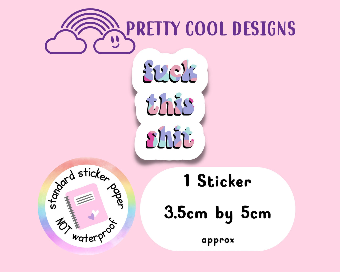 F*k this Sh* Swearing Motivational Word Typography Sticker (NOT WATERPROOF)