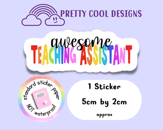 Awesome Teaching Assistant Rainbow Affirmation Self Love Motivational Sticker Journal Scrapbook Planner Sticker (NOT WATERPROOF)