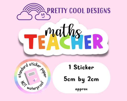 Maths Teacher Rainbow Affirmation Self Love Motivational Sticker Journal Scrapbook Planner Sticker (NOT WATERPROOF)