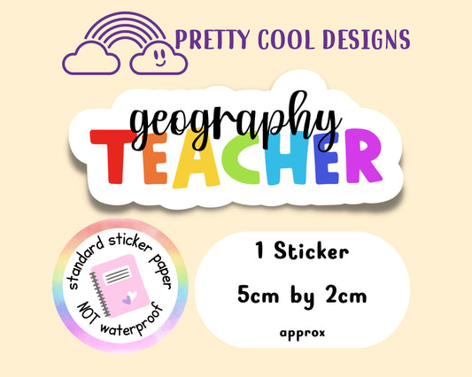 Geography Teacher Rainbow Affirmation Self Love Motivational Sticker Journal Scrapbook Planner Sticker (NOT WATERPROOF)