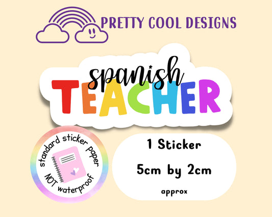 Spanish Teacher Rainbow Affirmation Self Love Motivational Sticker Journal Scrapbook Planner Sticker (NOT WATERPROOF)