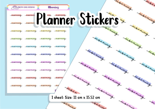 Morning Teacher Family Work Planner Stickers UK - 1 Sheet - Block and Cursive