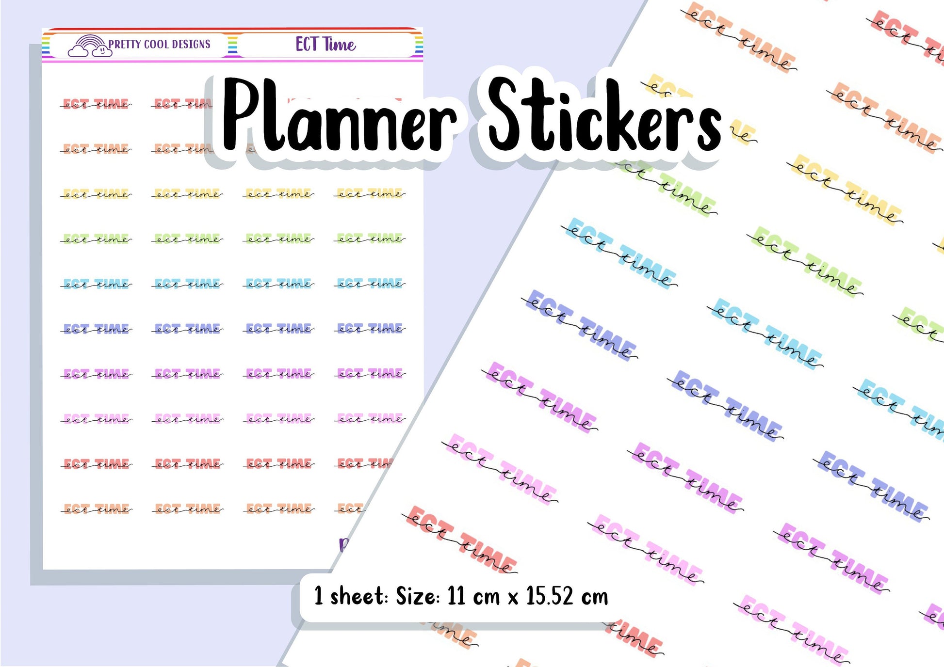 ECT Time Teacher Planner Stickers UK - 1 Sheet - Block and Cursive Hand drawn