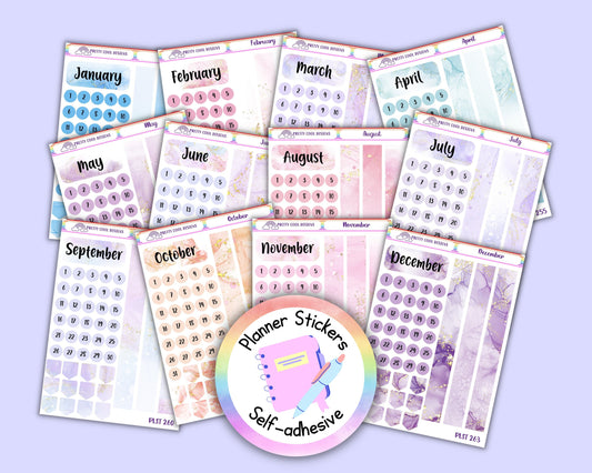 Monthly Planner Stickers, Bullet Journal, Diary Decoration Decor, Scrapbooking Stickers, Numbers, Washi, Aesthetic