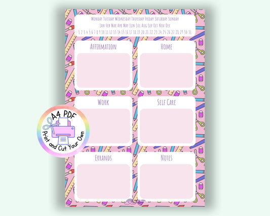 Daily Planner | Printable PDF | Digital Download | A4 Print Your Own | Planner | School Theme