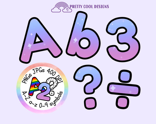 Pink and Purple Letters Numbers Punctuation Math Signs PNG JPG Digital Download Sublimation Craft Printable Bulletin Board Display 400dpi