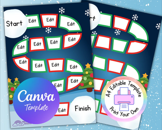 Christmas Game Board Template: Editable Canva Activity (Digital Download)