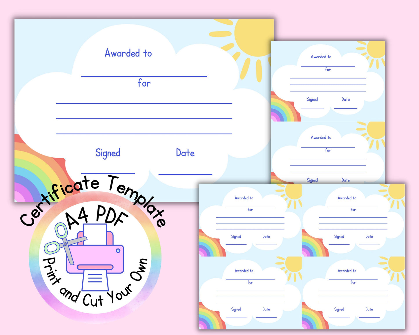 Rainbow Certificate | Printable PDF | Digital Download | A4 Print Your Own