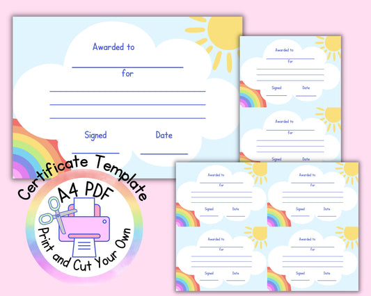 Rainbow Certificate | Printable PDF | Digital Download | A4 Print Your Own