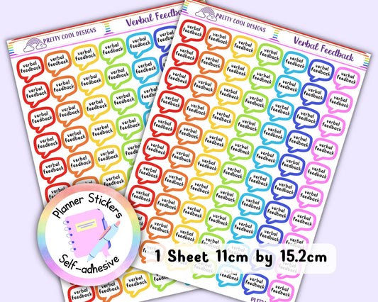 Verbal Feedback Marking Stickers | Assessment | Teacher Student Teaching Assistant | Stickers UK - 1 Sheet