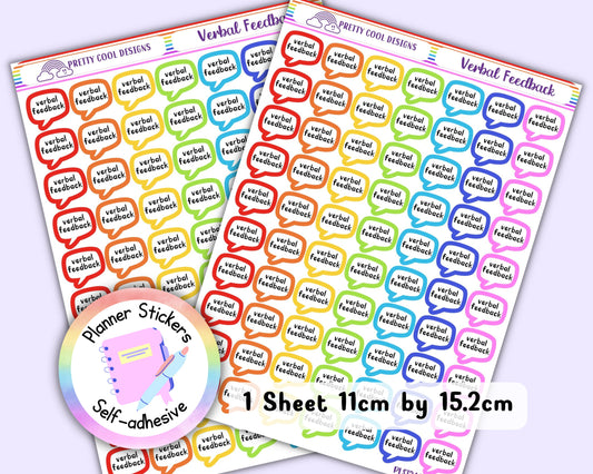 Verbal Feedback Marking Stickers | Assessment | Teacher Student Teaching Assistant | Stickers UK - 1 Sheet