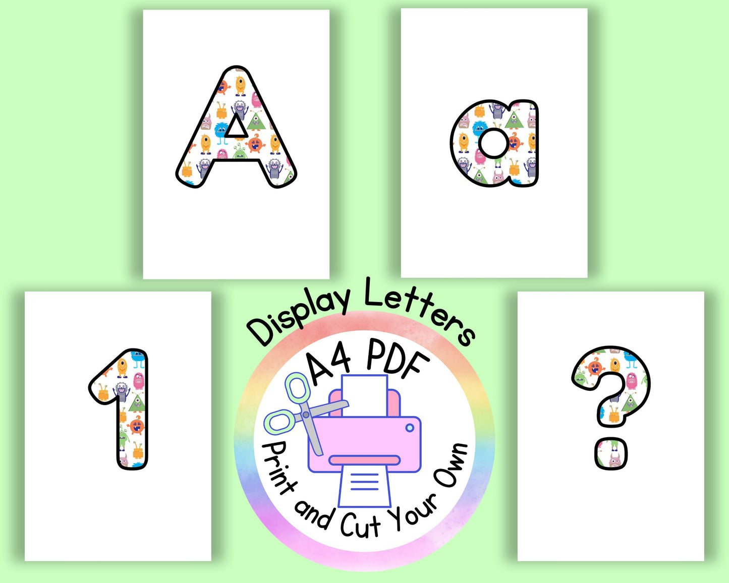 Monster Feelings | PSGE emotions | mental health | printable display | bulletin | letters numbers symbols | classroom | print and cut