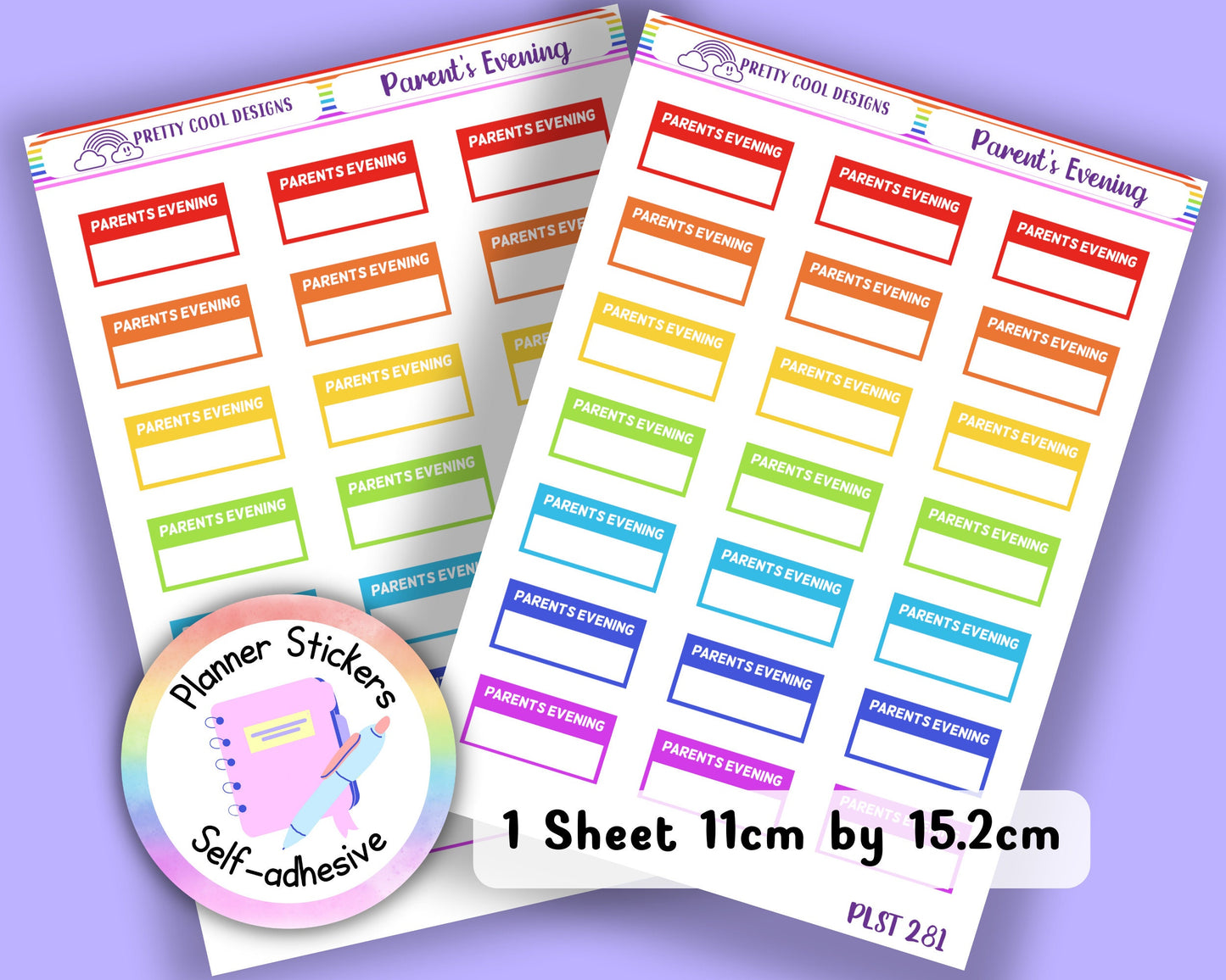 Parent's Evening Teacher Family Work Planner Stickers UK - 1 Sheet - Boxes