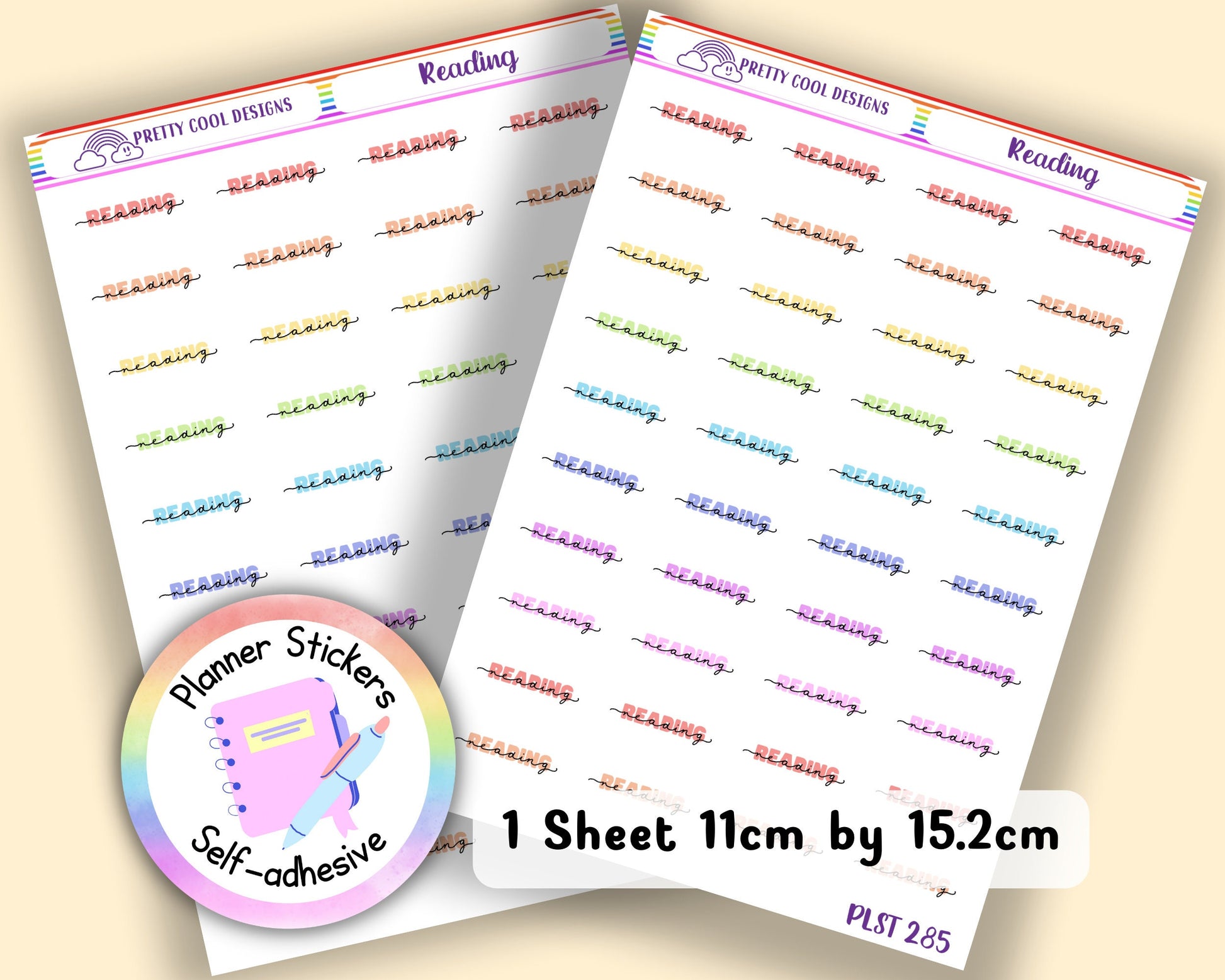 Reading Teacher Family Work Planner Stickers UK - 1 Sheet - Block and Cursive