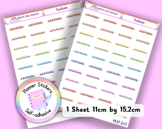 Lecture Student Teacher Family Work Planner Stickers UK - 1 Sheet - Block and Cursive