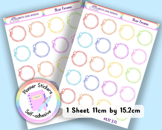Rainbow Star Circles Boxes Planner Bujo Bullet Journal Stickers UK - 1 Sheet