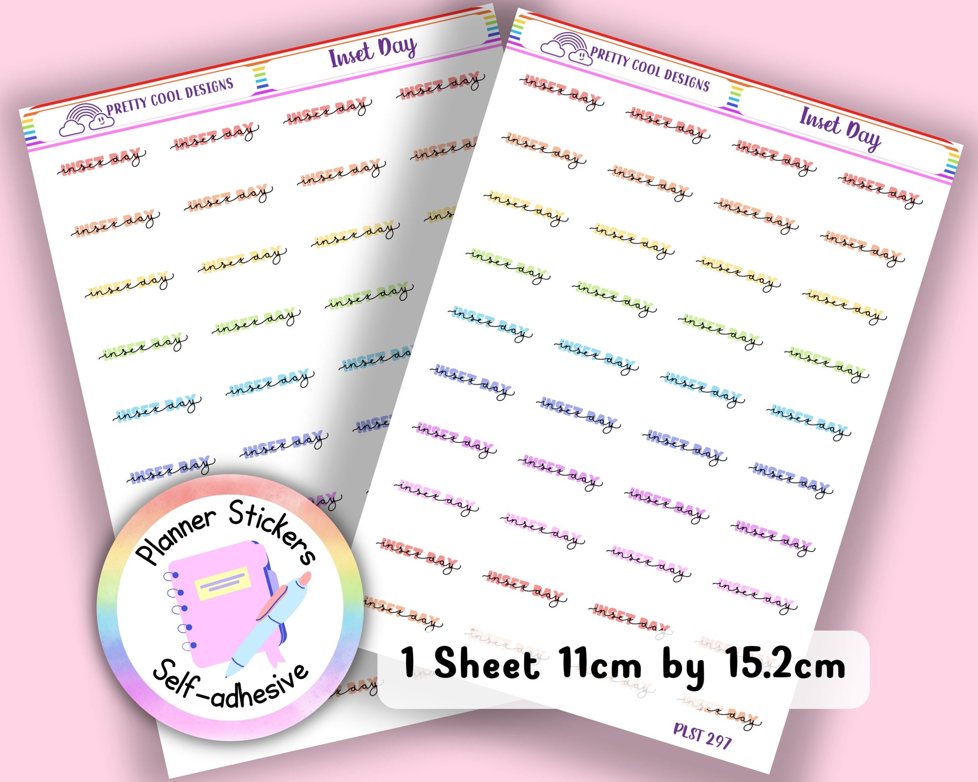 Inset Day Teacher Family Work Planner Stickers UK - 1 Sheet - Block and Cursive