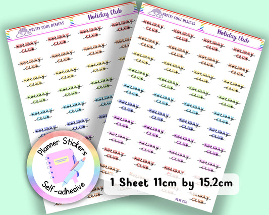 Holiday Club Teacher Family Work Planner Stickers UK - 1 Sheet - Block and Cursive