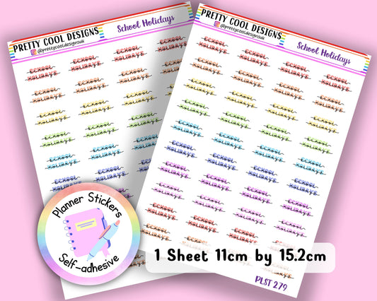 School Holidays Club Teacher Family Work Planner Stickers UK - 1 Sheet - Block and Cursive