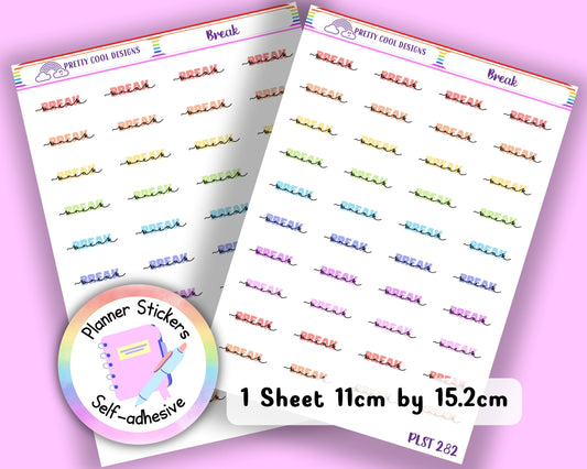 Break Teacher Family Work Planner Stickers UK - 1 Sheet - Block and Cursive