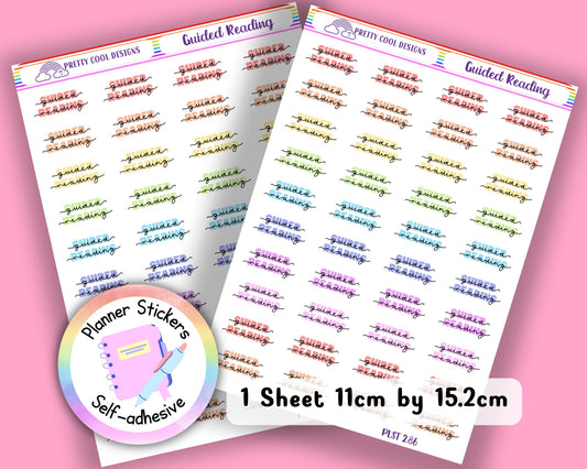 Guided Reading Teacher Family Work Planner Stickers UK - 1 Sheet - Block and Cursive