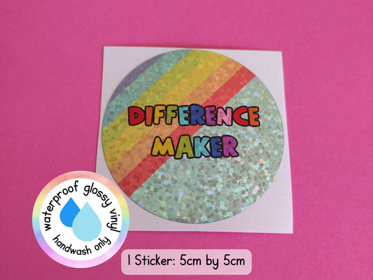 Difference Maker Inspiring Quote Rainbow Teacher Teaching Assistant Senco Sendco ECT Sticker (WATERPROOF)