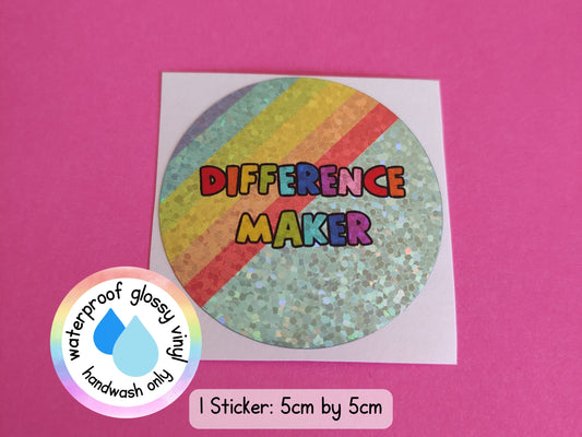 Difference Maker Inspiring Quote Rainbow Teacher Teaching Assistant Senco Sendco ECT Sticker (WATERPROOF)