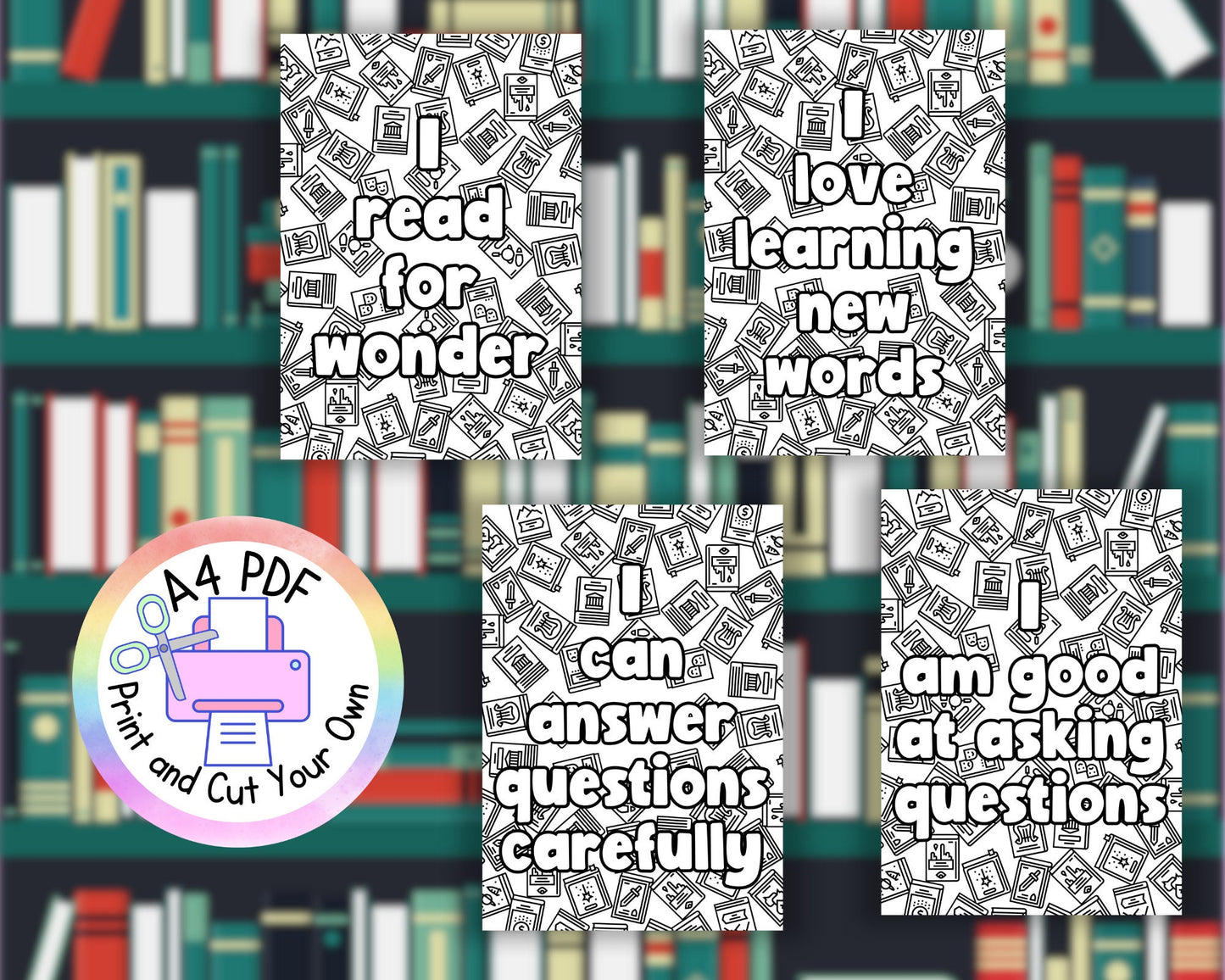 Reading Posters | Reading Affirmation | Colouring Pages | Printable PDF | Digital Download | A4 Print Your Own