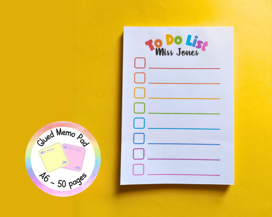 Personalized A6 Notepad: Rainbow To-Do List Memo Pad