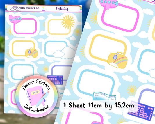 Summer Holiday Planner Stickers | Planner Decorations | Cute Stickers | Airport Holiday | Bullet Journal Stickers - 1 Sheet