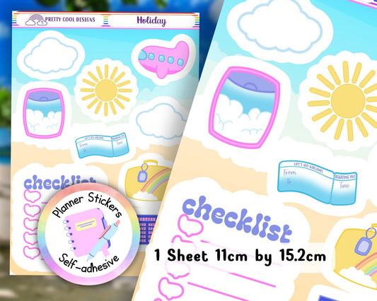 Summer Holiday Planner Stickers | Travel Theme (1 Sheet)