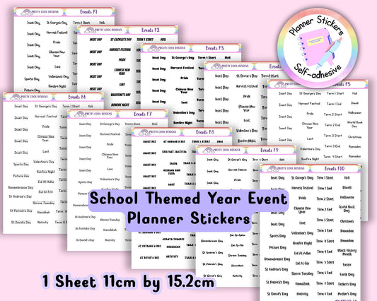 School Event Planner Stickers - Teacher & Student Calendar (1 Sheet)