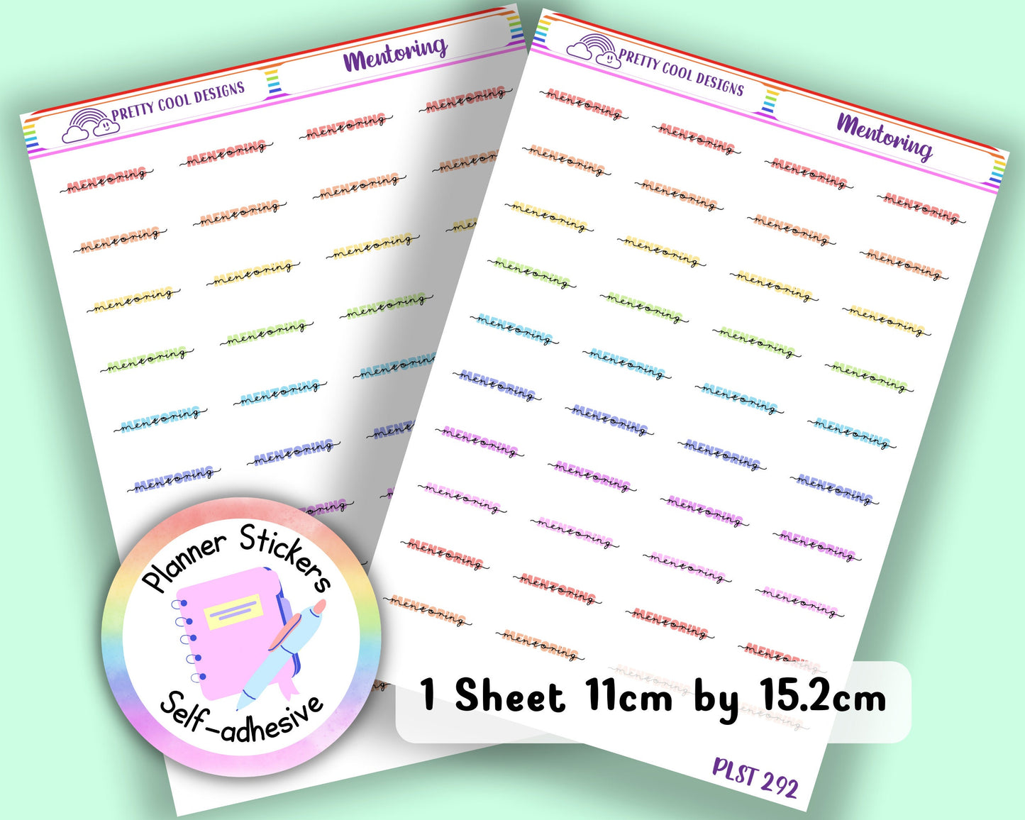 Mentoring Teacher Family Work Planner Stickers UK - 1 Sheet - Block and Cursive