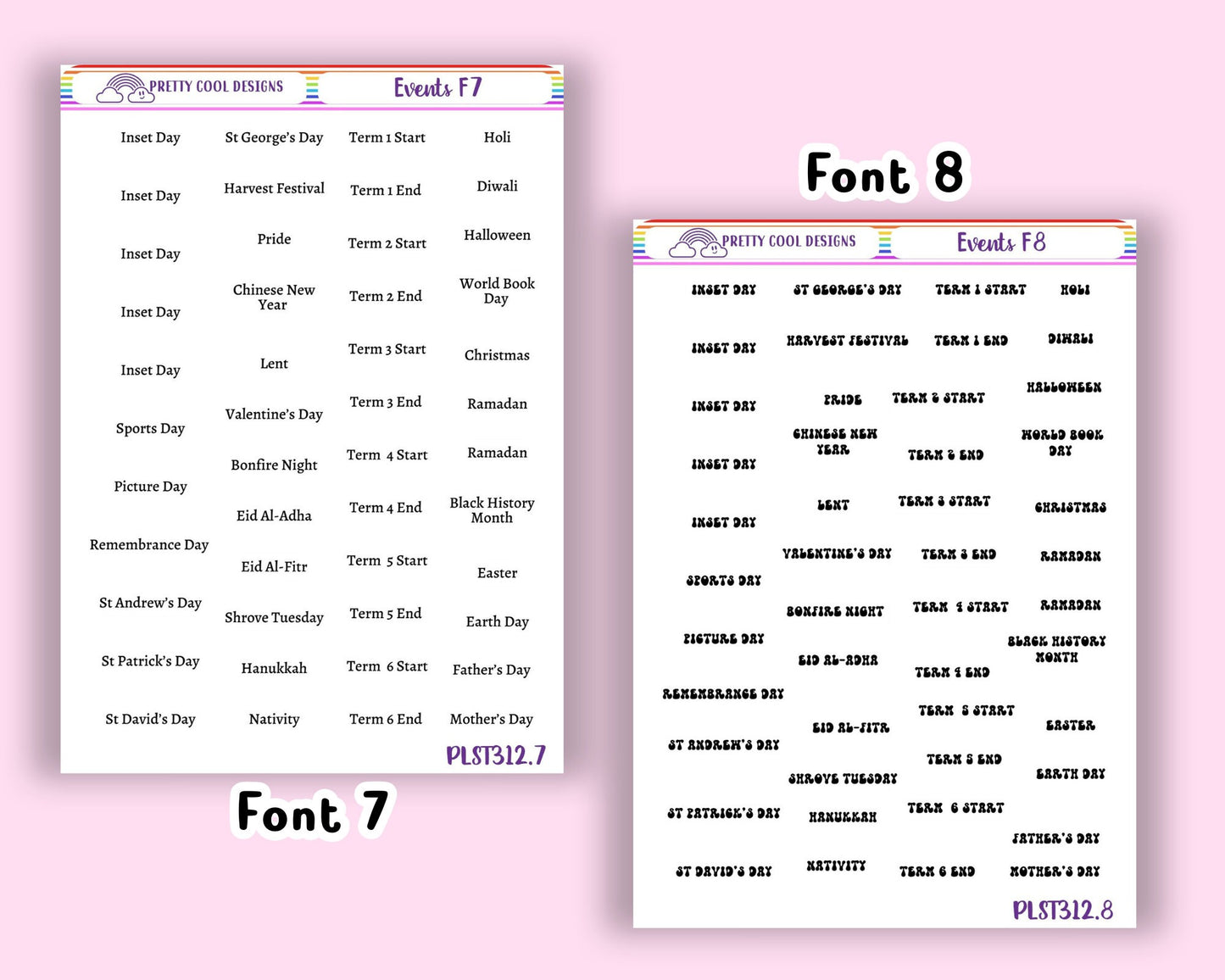 School Event Planner Stickers - Teacher & Student Calendar (1 Sheet)
