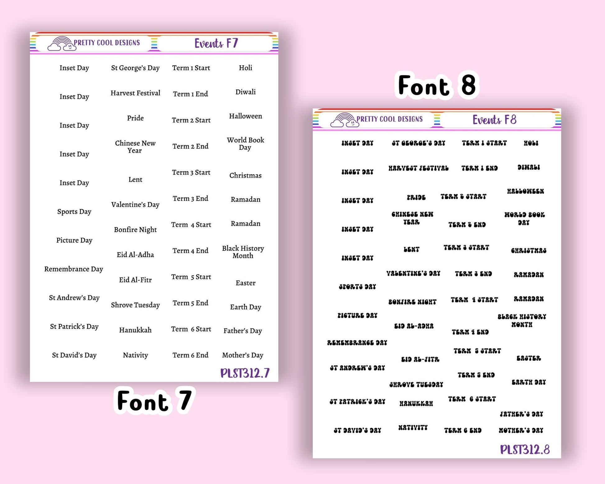 School Event Planner Stickers - Teacher & Student Calendar (1 Sheet)