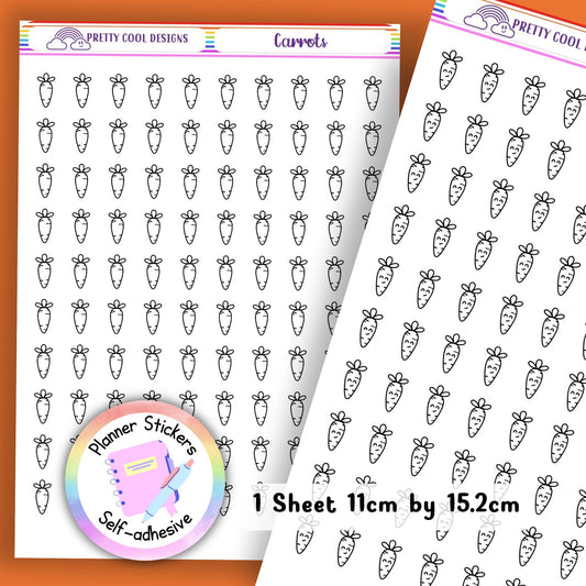 100 Blank Carrot| Bullet Journal Stickers | Planner Stickers | UK - 1 Sheet