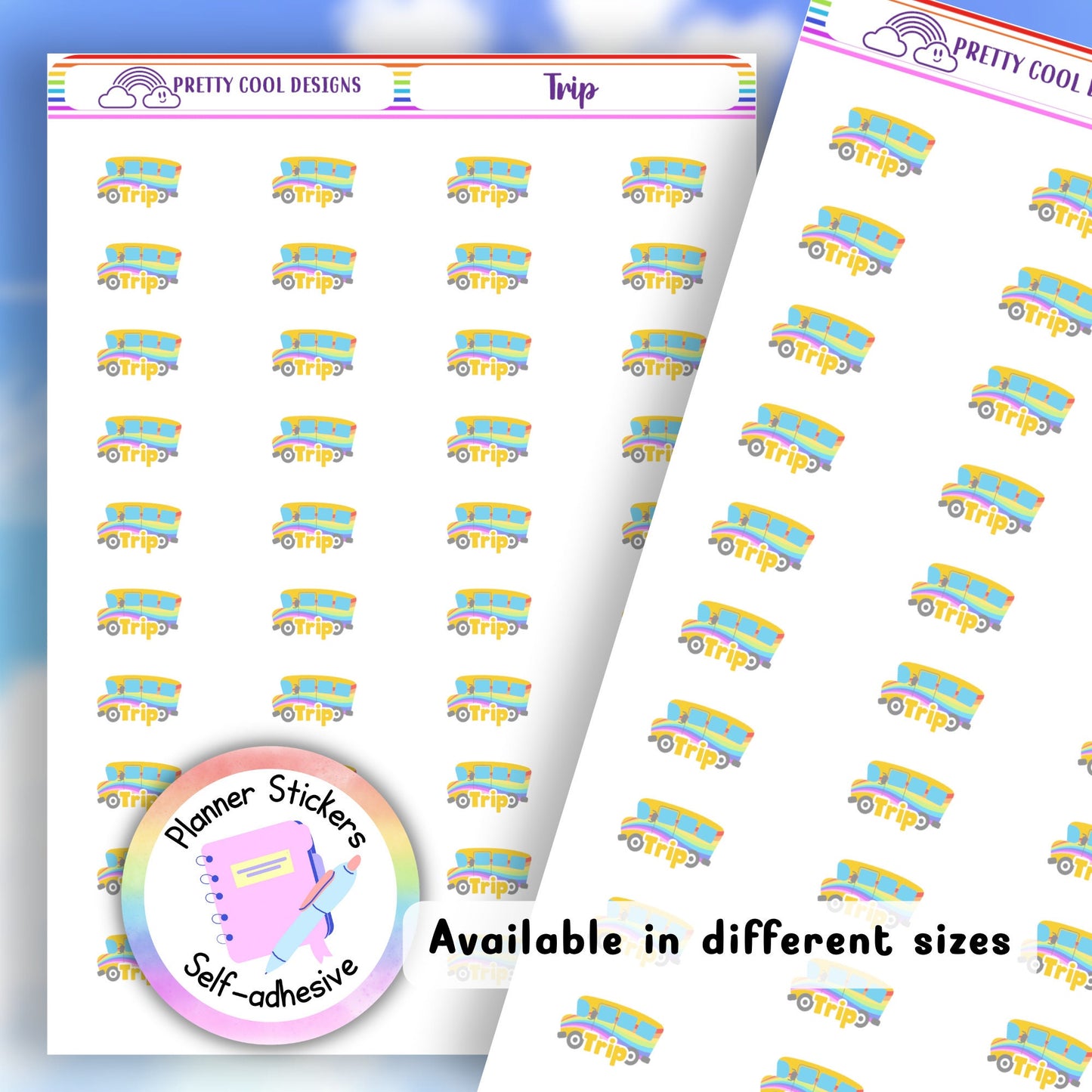 School Trip Bus Teacher Planner Bujo Bullet Journal Diary Stickers UK - 1 Sheet