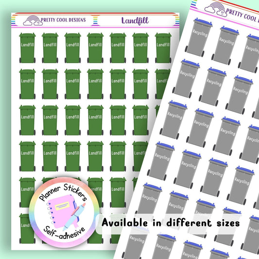 Rubbish Collection Planner Stickers Landfill Recycling