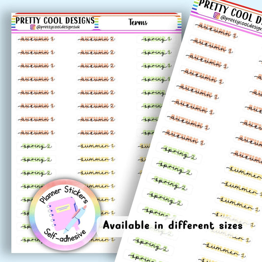 Rainbow Term Names Planner Stickers - Teacher Educator - UK