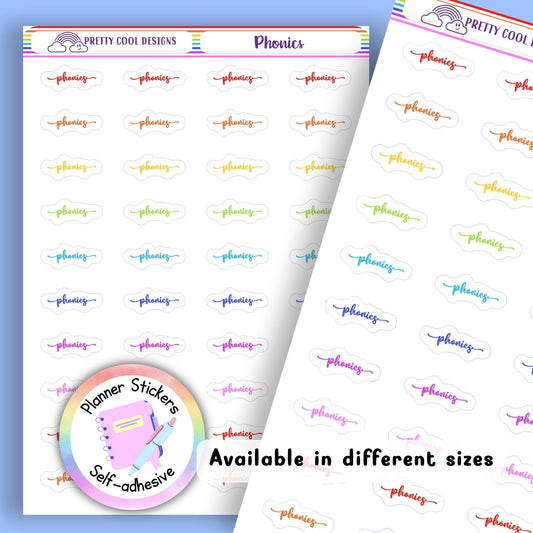 Rainbow Phonics Planner Stickers UK | Student | Teacher | Nurse | Shift | One Sticker Sheet