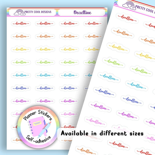 Rainbow Deadline Planner Stickers UK | Student | Teacher | Nurse | Shift | One Sticker Sheet