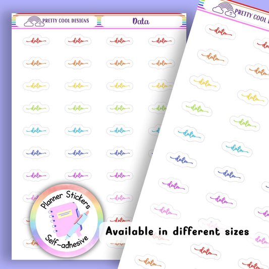 Rainbow Data Planner Stickers UK | Student | Teacher | Nurse | One Sticker Sheet