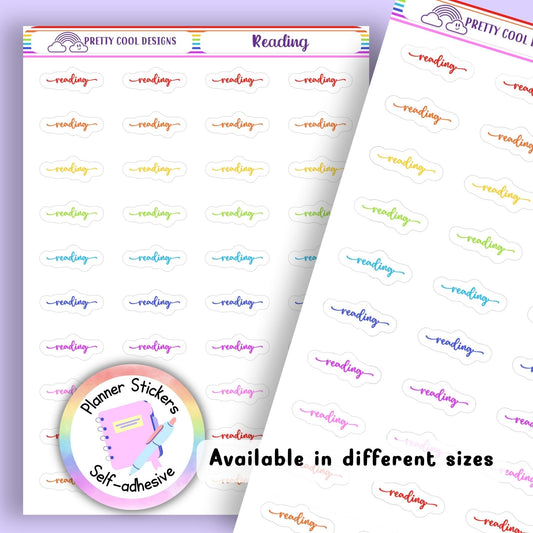 Rainbow Reading Planner Stickers UK | Student | Teacher | Nurse | One Sticker Sheet