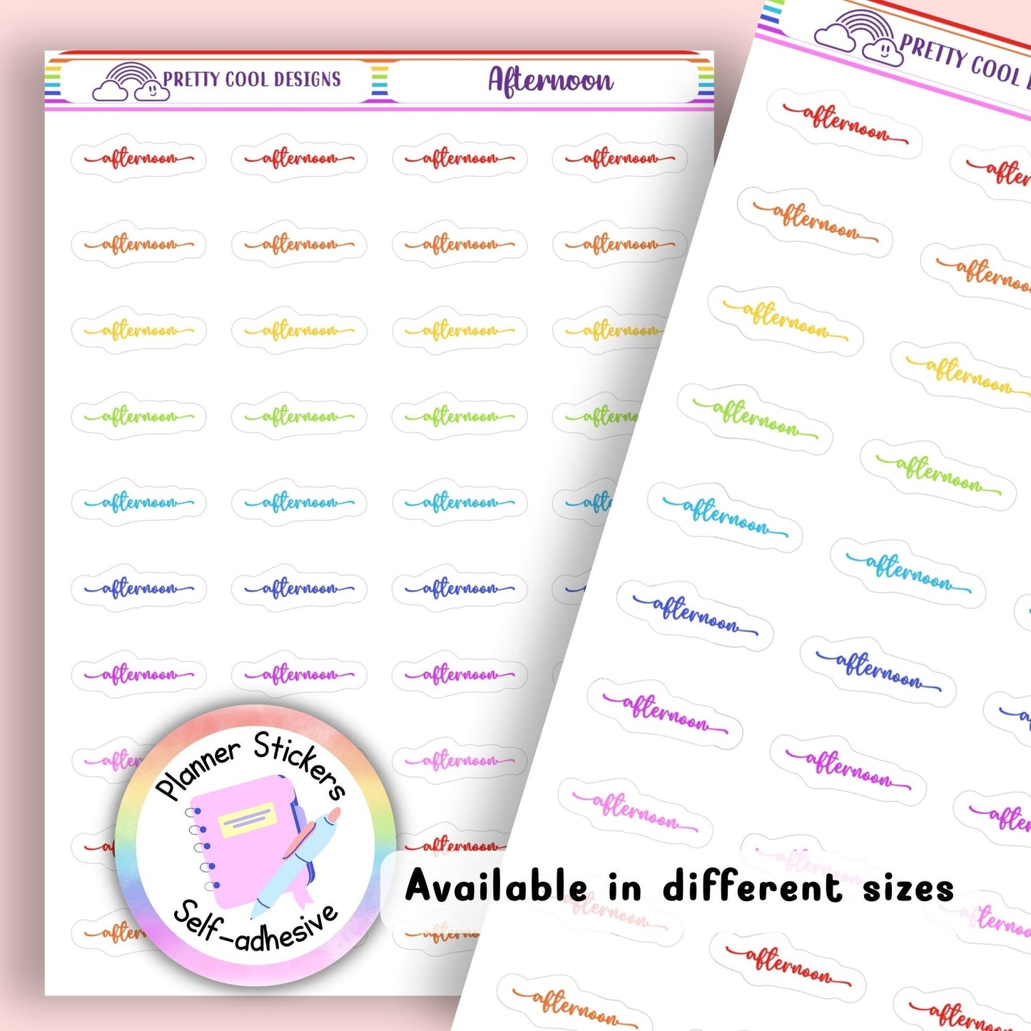 Rainbow Afternoon Planner Stickers UK | Student | Teacher | Nurse | One Sticker Sheet