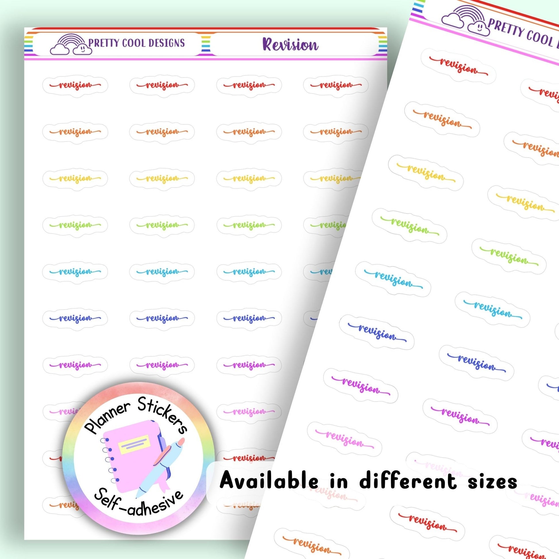 Rainbow Revision Planner Stickers UK | Student | Teacher | Nurse | One Sticker Sheet