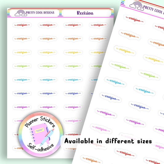 Rainbow Revision Planner Stickers UK | Student | Teacher | Nurse | One Sticker Sheet