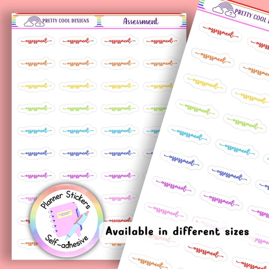 Rainbow Assessment Planner Stickers UK | Student | Teacher | Nurse | One Sticker Sheet